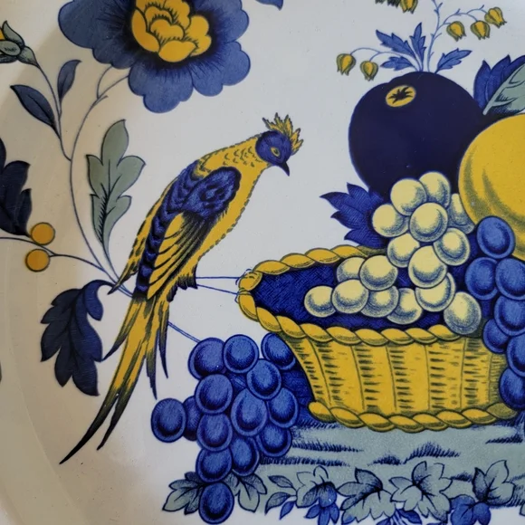 Spode England Blue Bird Fruit Yellow Blue Dinner Plate - Picture 3 of 5